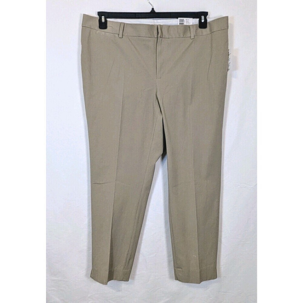 Crown & Ivy Cary Women’s 20W Khaki Slim Ankle Pants Stretch Cotton NWT